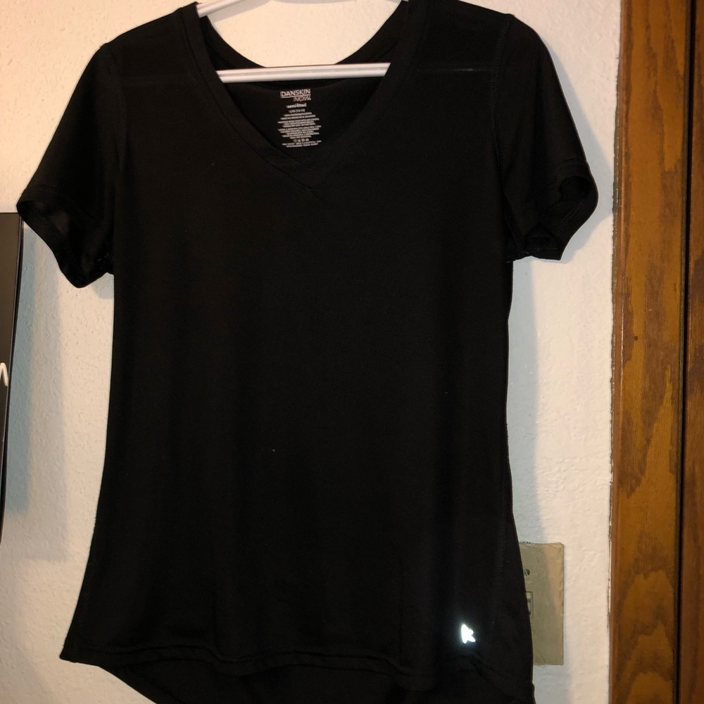 black active short sleeve v neck top